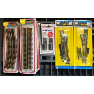 NIB Life Like HO Train Tracks Bumpers Manual Switch (64 Straight Curved Tracks!)